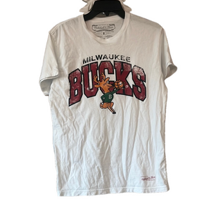 Mitchell & Ness White vintage logo Milwaukee Bucks T-Shirt